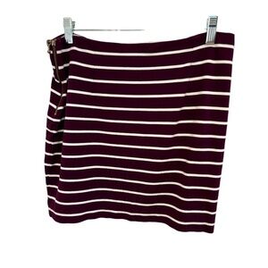 Banana Republic Women’s Size 6 Skirt Maroon & White Stripe Side Zip Knit Skirt